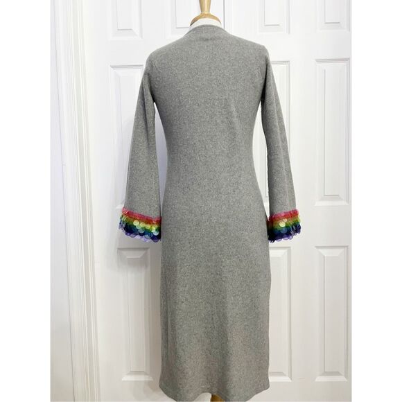 Carolyn Rowan x Stephanie Gottlieb Duster Gray Long Cardigan Sweater Rainbow - Picture 4 of 6
